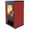 Verso Stufa a Legna Verso Lheia 7,5 kW Pannelli Rosso Alta Efficienza Moderna