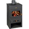 Prity Stufa a Legna con Caldaia ad Acqua Prity K1 W8 6.7 + 7 kW, Alta Efficienza, Nero