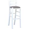okaffarefatto Sgabello legno bianco laccato con seduta similpelle tortora h 80 cm
