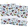 FILET - Set 2 Sacchetti Asilo in cotone 100% con stampa Macchinine | Inserto in Tela Aida da Ricamare | Made in Italy | 42 x 34 cm | Ideali per il cambio, per le scarpe, per lo sport