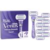 Gillette Venus Deluxe RASOIO DONNA Smooth Swirl, 1 Manico e 9 LAMETTE DONNA di Ricambio (da 5 Lame), con Tecnologia FlexiBall, Rasatura Ottimale, idea regalo