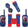 Lexibook, Spider-Man, Set avventuriero per Bambini, Walkie-Talkie 120m, Binocolo, Bussola, Torcia, Blu/Rosso, RPTW12SP
