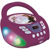 Lexibook, Frozen, Lettore CD Bluetooth per bambini, portatile, effetti luminosi multicolore, microfono, presa Aux-in, alimentazione a corrente alternata o a batteria, ragazze, ragazzi, viola, RCD109FZ