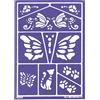 GO MANGA GRIM'TOUT Stencil Trucco Bambini - Gatti e Farfalle - 21x15 cm - Riutilizzabile e Lavabile - Feste, Kermesse e Compleanni - Kit per Pittura Viso, Disegni, Tatuaggi Temporanei - Bambina, Bambino