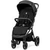 Asalvo KIBU - Passeggino, passeggino, passeggino, comodo, ultra leggero, sicuro, capottina con finestra e freno posteriore, maneggevole, pieghevole compatto, carico massimo 24 kg, nero