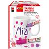 Marabu Kids 012500000101 - Set di Tazze in Porcellana e Vetro Painter, Set Creativo per Ragazze con Tazza Bianca e 2 pennarelli in Porcellana Rosa e Lilla