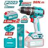 Total TRAPANO AVVITATORE A PERCUSSIONE 2 BATTERIE DA 4Ah 96Nm+CARICATORE+ACCESS. TOTAL