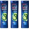 Clear Men Shampoo Antiforfora per capelli grassi Anti Sebo fino al 100% di protezione dalla forfora* 3x 225 ml