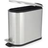 Beldray Pattumiera a pedale da bagno - 5 litri, coperchio a chiusura morbida con pedale, pattumiera a forma di D, per camera da letto, ufficio, cucina, acciaio inossidabile