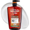 L'Oréal Paris Men Expert Barber Club Gel Doccia 3 in 1 XXL 1L | Olio essenziale legno di cedro, pulisce e purifica, flacone 100% plastica riciclata, ammorbidisce la pelle capelli barba
