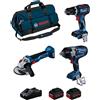 BOSCH Kit BK3014BAG (GDS 18V-1600 HC + GWS 18V-10 + GSB 18V-90 C + 2 x 8,0 Ah Pr