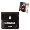 Fisura - Posacenere tascabile pieghevole "F*cking habit". Perfetto per auto, viaggi o attività all'aperto. Bustina portacenere riutilizzabile, compatta e originale. 8 x 8 cm.