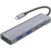 LinQ, Hub USB-C Multiporta 5-in-1 HDMI 4K 60Hz USB e Carica PD 100W, Grigio