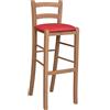 okaffarefatto Sgabello bar legno chiaro con schienale h 80 cm seduta similpelle rosso