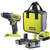 Ryobi R18DD2-242S Trapano elettrico avvitatore doppia batteria litio 2.0 4.0 ah