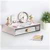 DETEIN Organizer da scrivania impilabile con cassetto, largo 33 cm, impilabile, organizer da scrivania e accessori, organizer da scrivania in plastica trasparente, per ufficio, aula, trucco (bianco, 1
