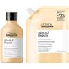 L'Oréal Professionnel Paris Kit Shampoo + Ricarica Professionale per Capelli Secchi e Danneggiati, Formula Ristrutturante, Meno Danni, Absolut Repair, 300ml + 500ml