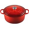 Le Creuset Cocotte rotonda Evolution in ghisa vetrificata con Coperchio, diameter 30 cm, Ciliegia, 21177300602430