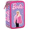 M.C. Group Astuccio Scuola 3 Zip Barbie 3D Rosa Glitterato Portapenne Matite Pastelli Nuovo