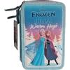 M.C. Group Astuccio Scuola 3 Zip Frozen 3D Glitterato Blu Portapenne Matite Pastelli Nuovo