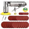 SPTA Levigatrice pneumatica rotorbitale Mini Set ad Aria 25mm / 50mm / 80mm, Set di lucidatrici per Auto con 36 Pezzi di Dischi abrasivi a Grana Mista e 3 Pezzi di platorello