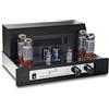 Dynavox VR-70E II Phono amplificatore integrato a valvole, amplificatore HiFi, design vintage con griglia di protezione rimovibile, preamplificatore phono integrato per giradischi, colore cromato