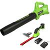 Greenworks Forbici per Erba e Arbusti,Soffiatore Assiale di Foglie con Batteria 2Ah e Caricabatteria VDE