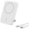 Belkin BoostCharge Pro Power Bank Magnetico 5000mAh con Qi2, caricabatterie portatile compatibile con MagSafe, supporto integrato, power bank wireless per iPhone 16, iPhone 15, 14 e altri, Bianco