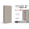 GS ARMADIO MAXI 2 ANTE RIPIANI GUARDAROBA APPENDIABITI MOBILE TORTORA 180*80*50 cm