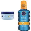 Nivea Sun Protect & Refresh Spray Solare Trasparente FP30, Protezione Alta, 200 ml + Nivea Sun Crema Intensiva Doposole Rigenerante con estratto di Loto, 300 ml