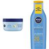 Nivea Sun Protect & Bronze Latte Solare con Attivatore di Melanina, FP20, 200 ml + Nivea Sun Crema Intensiva Doposole Rigenerante con estratto di Loto, 300 ml