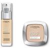 L'Oréal Paris MakeUp Fondotinta Arricchito con Acido Ialuronico, 1.D/1.W Ivoire Doré/Golden Ivory, 30 ml + Cipria Uniformante Accord Parfait, Cipria in Polvere Uniformante e Fissante, 1.R/1.C Ivoire