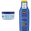 Nivea Sun Protect & Hydrate Latte Solare Idratante FP20, 200 ml + Nivea Sun Crema Intensiva Doposole Rigenerante con estratto di Loto, 300 ml