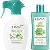 Omia, Kit Routine Solari con Trigger Solare SPF 50+, Latte Doposole a Base di Aloe Vera del Salento, Formula Ecobio Idratante e Lenitiva, Kit per Pelli Sensibili e Delicate, Resistente all'Acqua
