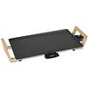 Bestron Piastra elettrica per grigliare, Plancha piastra con rivestimento antiaderente, divertimento alla griglia per un massimo di 4 persone, Asia Design, Colore: Nero/Legno