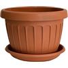 Non applicabile bama Vaso Terra Tondo 50 cm per Fiori Piante con Sottovaso 46 Litri Plastica ...