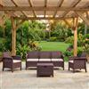 BICA Salotto da Giardino Divano 3 Posti 2 Poltrone Tavolino Marrone Venezia III BICA