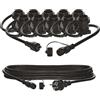EMOS Catena di luci per feste con attacco E27, per interni ed esterni, 7,35 in gomma, per 10 lampadine con filettatura E27, cavo da 5 m, collegamento di alimentazione 230 V, IP44 per feste, Natale,