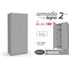 GS ARMADIO GUARDAROBA MODERNO MAXI 2 ANTE RIPIANI APPENDIABITI GRIGIO 180*80*50 cm