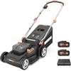 WORX Nitro WG745E, tosaerba a batteria 40V, 2 batterie 20V da 4Ah Pro incluse, superficie massima 600 m², diametro 41 cm, 50 l, taglio fino ai bordi, 6 altezze di taglio, taglio classico