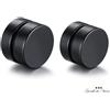 10MM ROCK ACCIAIO NERI COPPIA DI ORECCHINI BAMBINI UNISEX MAGNETE jc