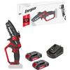 Energizer Mini Motosega a Batteria 20V, Barra 120 mm + 2 Batterie da 2 Ah | Velocità catena 5 m/s, ultracompatta, impugnatura soft grip, caricabatterie rapido in dotazione, facile da usare ogni giorno