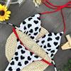 Mini Bikini Bianco Con Cuori Neri Reversibile Sexy Perizoma Scoperto 1CE19