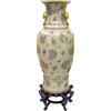 G VASO CINESE TAVOLO DA TERRA ANFORA TRADIZIONE COLLEZIONE ORO BLU BRONZO 90 cm