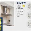 Massive Set Faretti Alogeni Incasso 3x20W - Kit Completo con Trasformatore 12V -