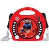 LEXIBOOK Tales of Ladybug and Cat Noir Miraculous Ladybug Radio CD, funzione di programmazione, jack per cuffie, per bambini, con alimentatore o batterie, rosso/nero, RCDK100MI