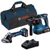 Bosch kit GBH 18V-22 + GWS 18V-7 + 2 batterie 4 Ah 18V + borsa