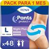 TENA Pants Plus Night, Taglia Large (L), Pacco Scorta Mensile - Mutandine Assorbenti, Elasticizzate e Monouso, per Perdite Urinarie, Unisex, Discrete e Confortevoli, 4 confezioni x 12 pezzi
