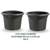 VECA SET 2 PZ CILINDRO LISCIO VASO in PLASTICA Ø 80x57xh56cm 168 Lt PIANTE AGRUMI