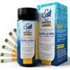 HerboAhorro Strisce reattive 7 in 1 per piscina e spa - Misuratore di pH, clororo libero, alcalinità, durezza totale, acido cianurico e bromo - ideale per vasche idromassaggio e manutenzione professionale - 100